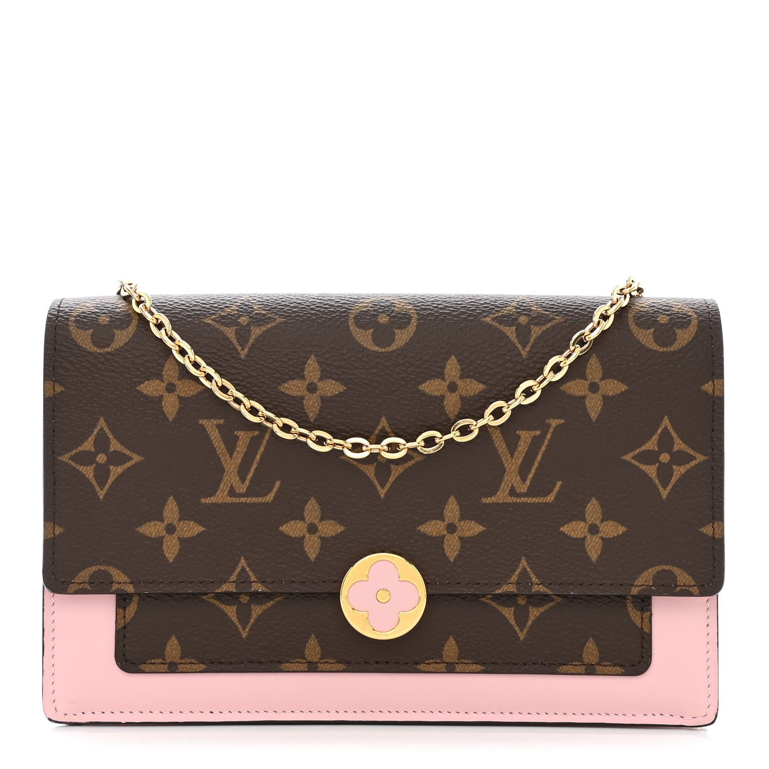Louis Vuitton Monogram Flore Chain Wallet Rose Ballerine 1 of 12