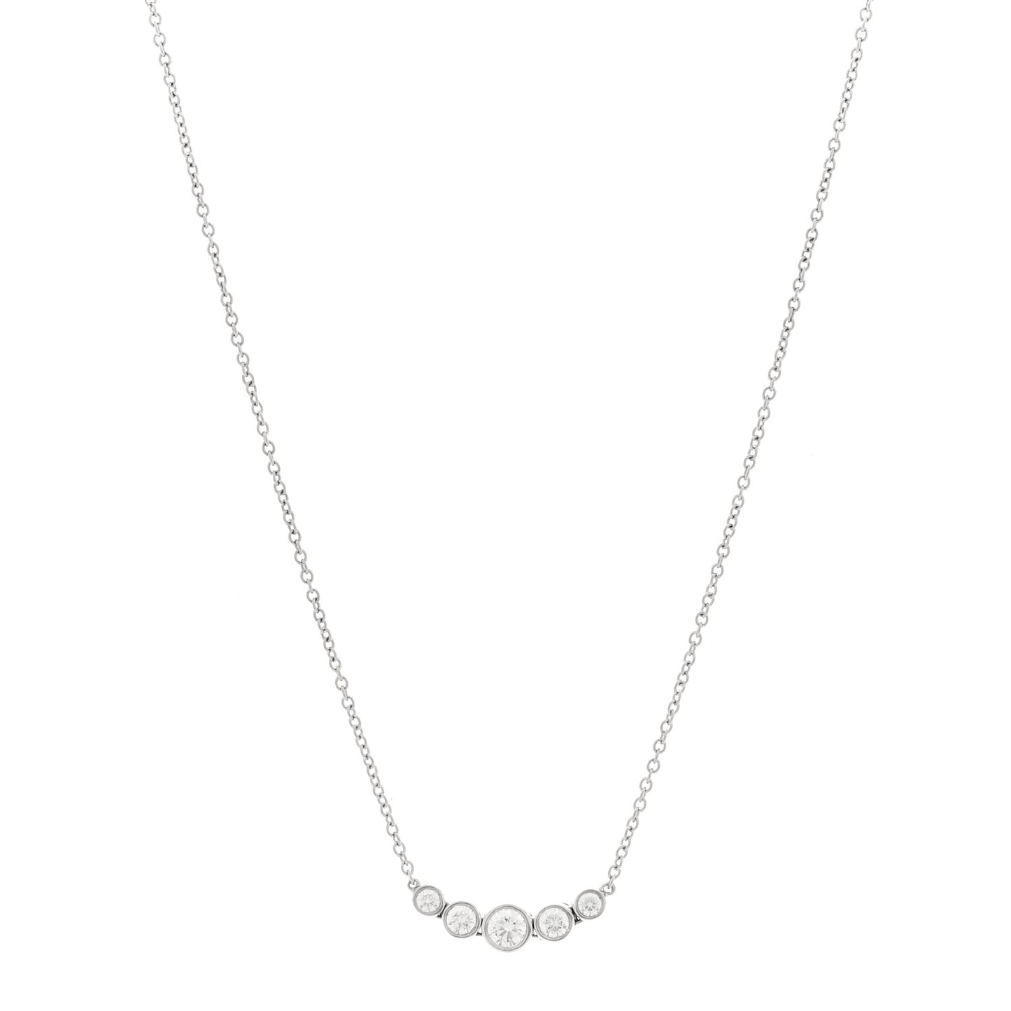 Platinum Diamond Jazz Graduated Pendant Necklace