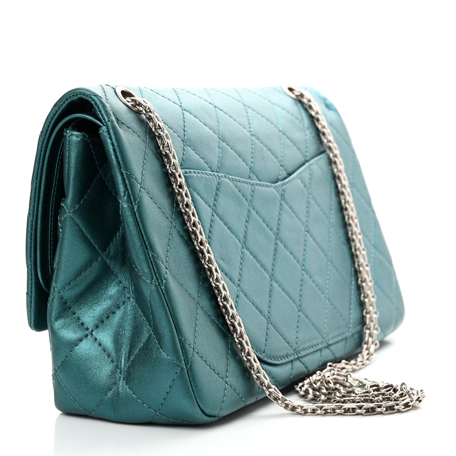 Chanel Metallic Calfskin Quilted 2.55 Reissue Flap 227 Turquoise 3 of 13
