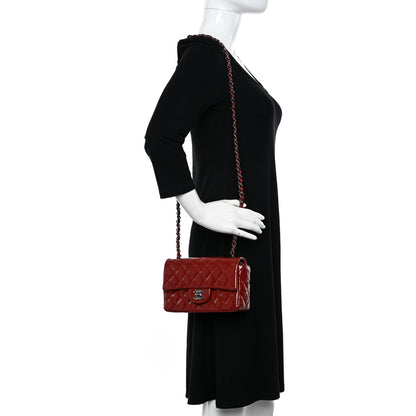 Chanel Patent Calfskin Quilted Mini Rectangular Flap Dark Red 2 of 12