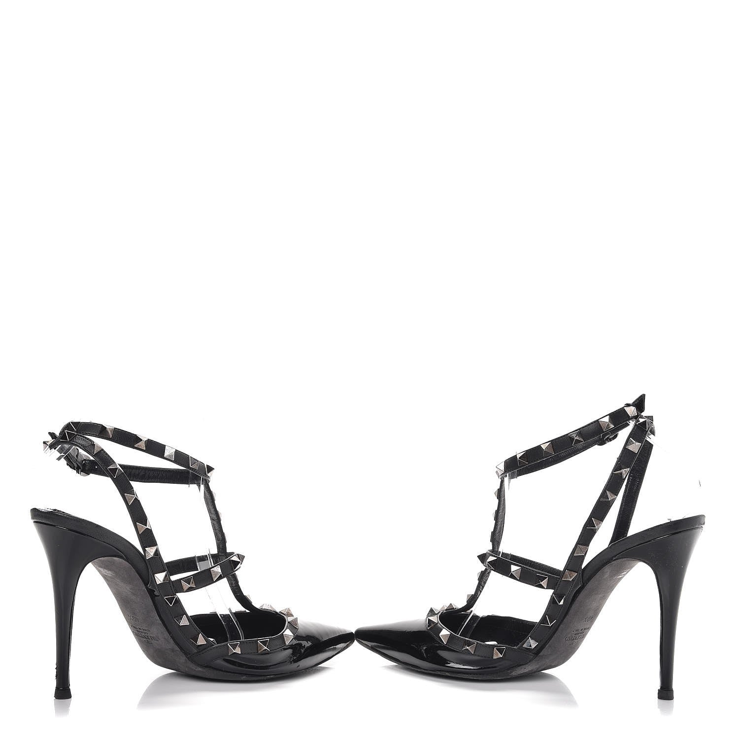 Valentino Garavani Patent Rockstud Ankle Strap Pumps 40.5 Black 5 of 10
