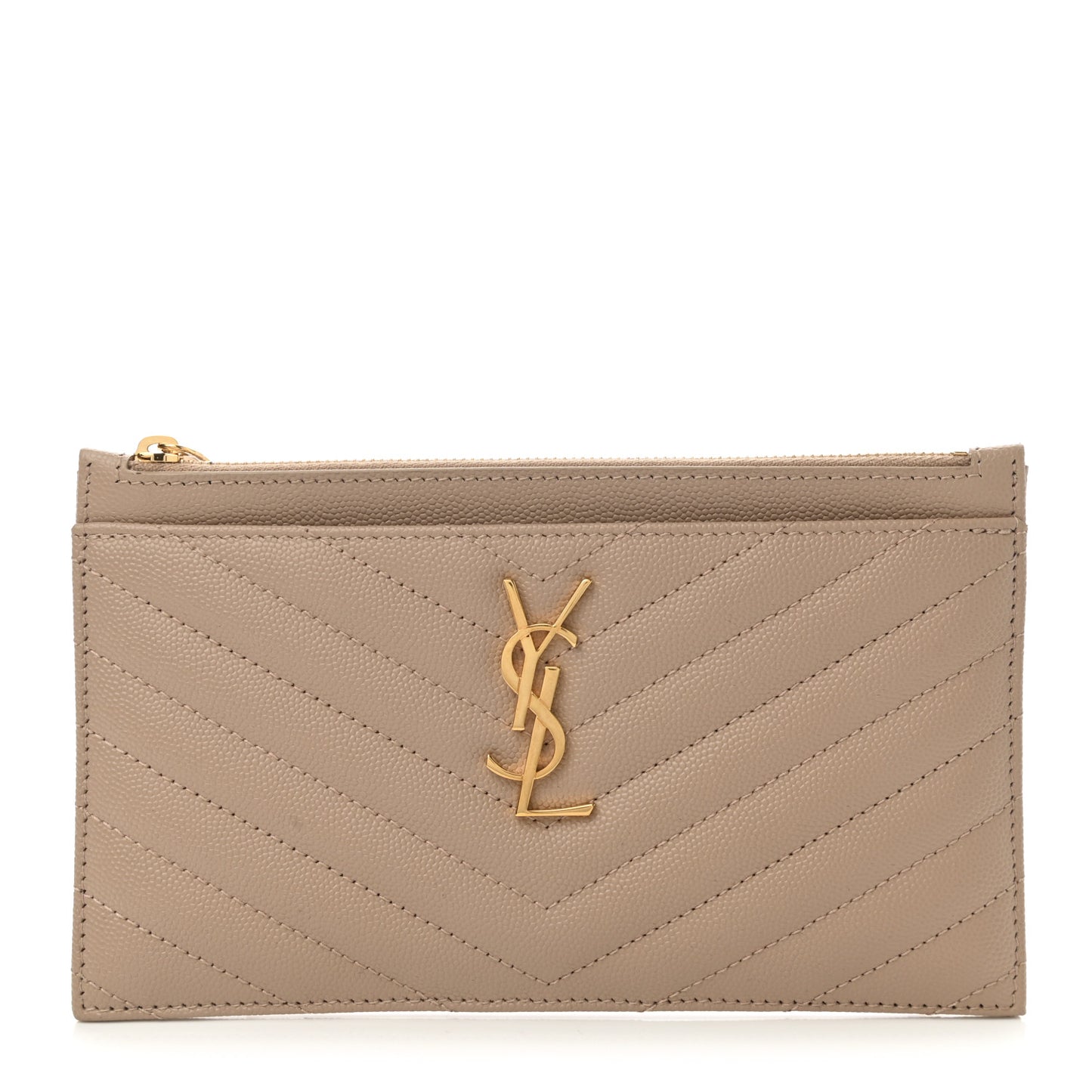 Grain De Poudre Chevron Monogram Bill Pouch Dark Beige