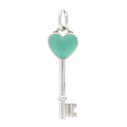 Tiffany Sterling Silver Enamel Key Pendant Blue 1 of 3