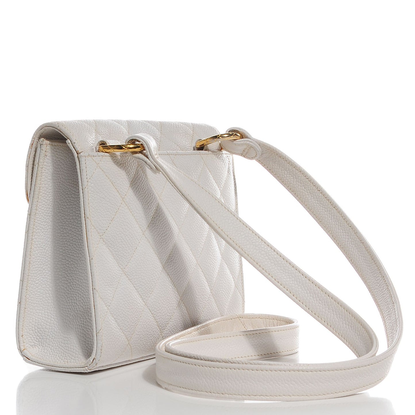 Caviar Quilted Crossbody Bag White