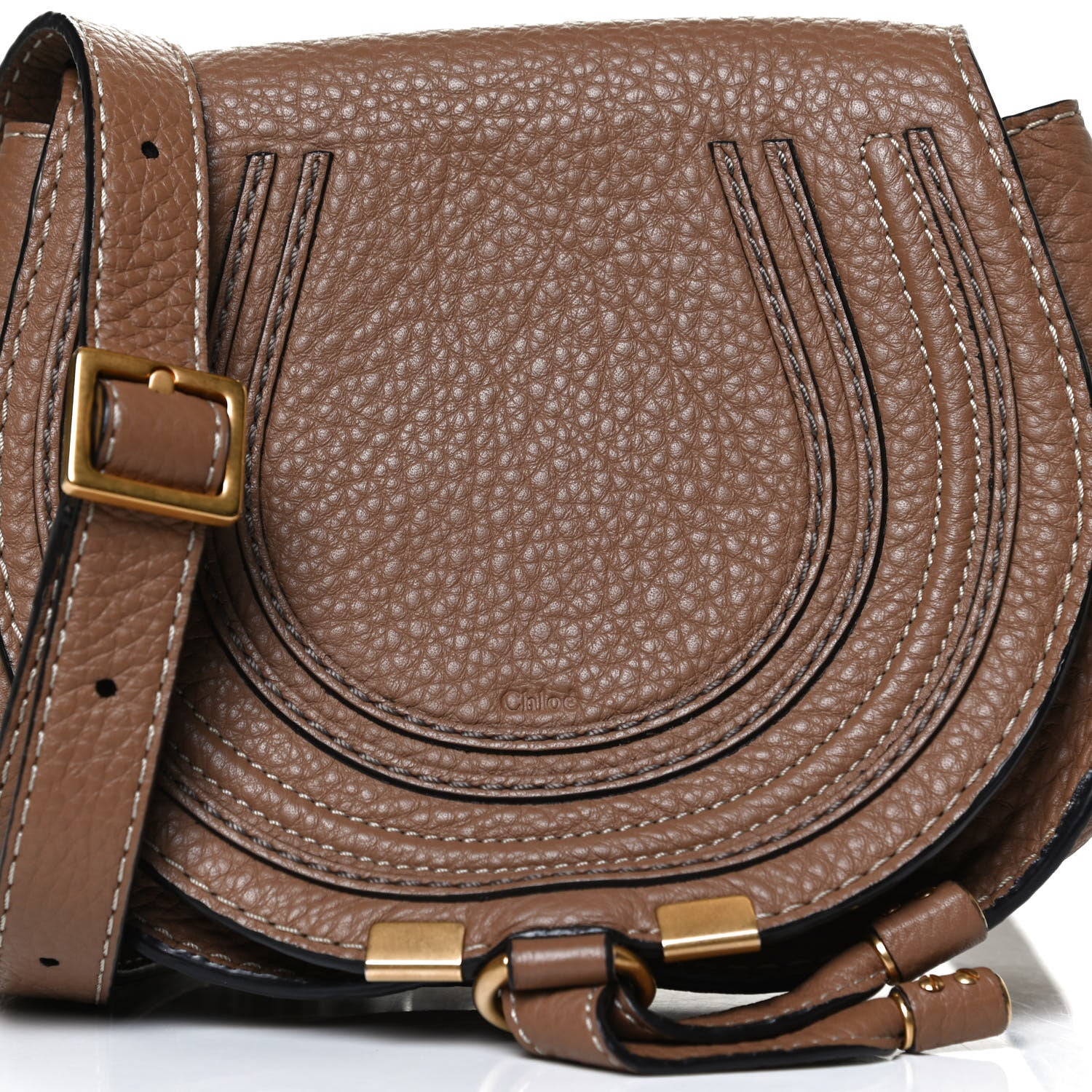 Chloe Calfskin Mini Marcie Round Crossbody Bag Nut 7 of 11