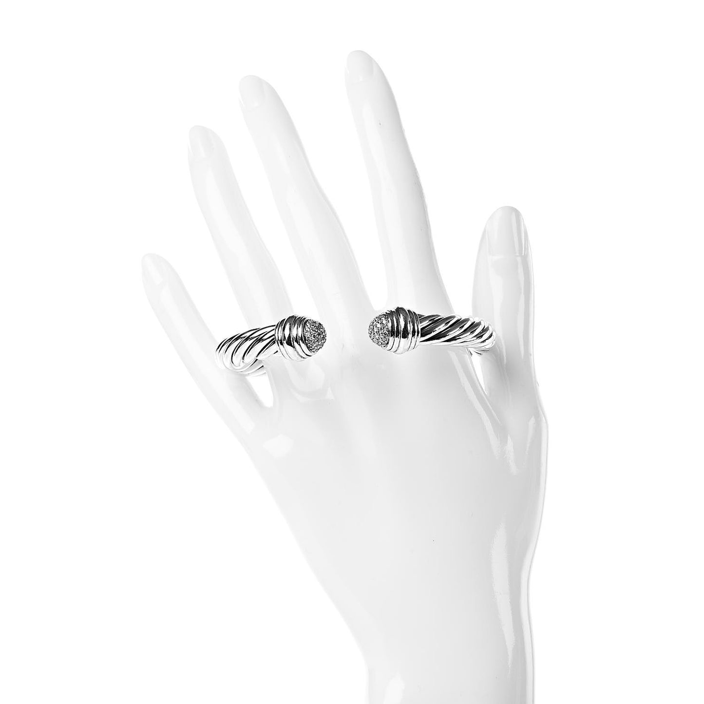 Sterling Silver Diamond 8.5mm Cable Classics Bracelet