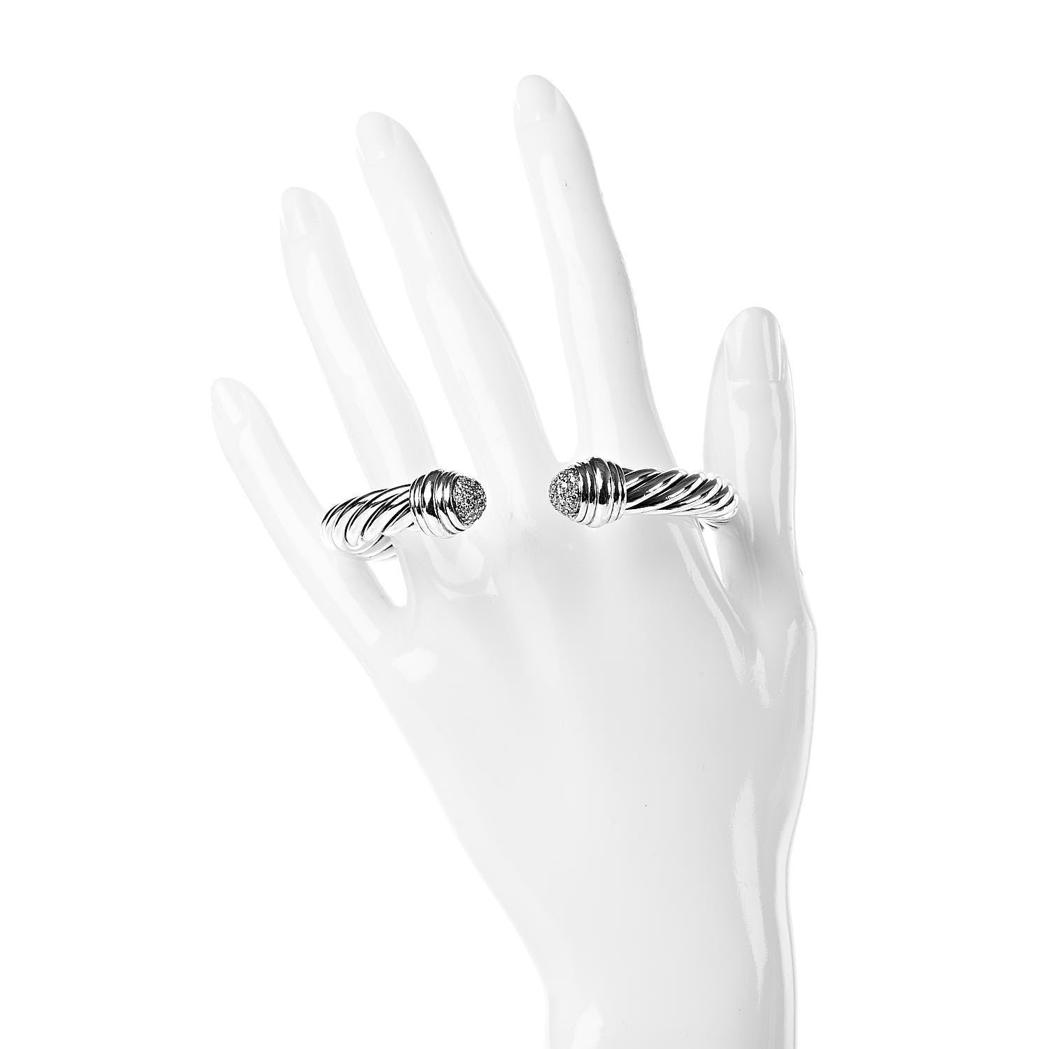 David Yurman Sterling Silver Diamond 8.5mm Cable Classics Bracelet 2 of 4