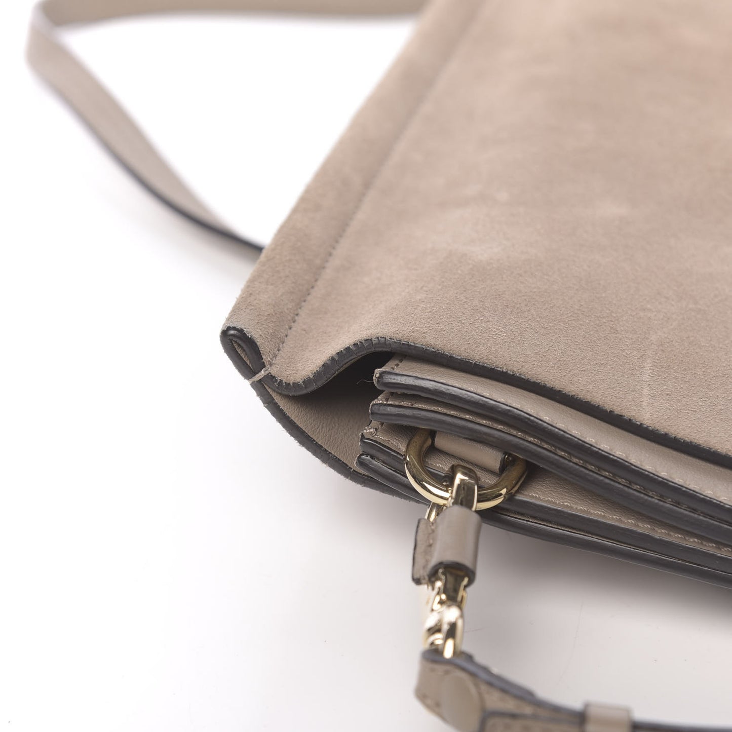 Calfskin Suede Medium Faye Shoulder Bag Motty Grey