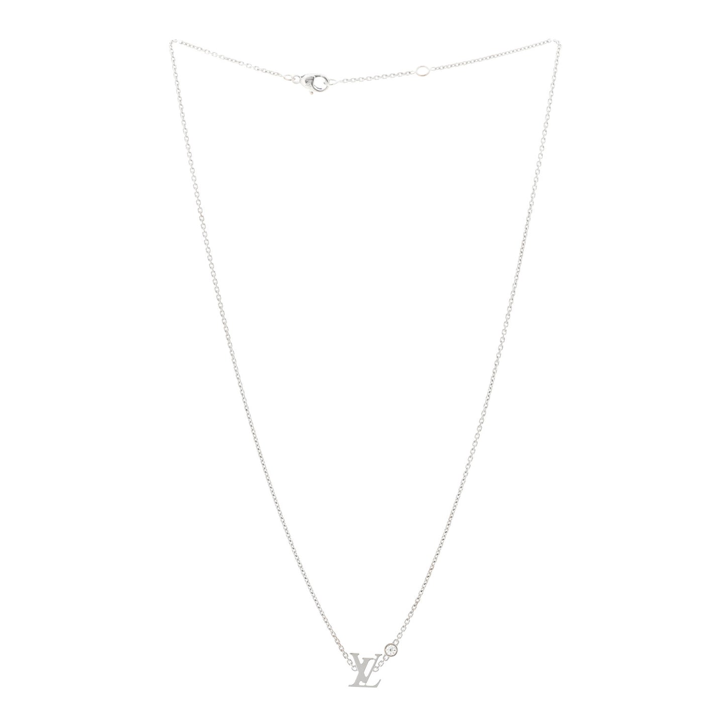 18K White Gold Diamond Idylle Blossom LV Pendant Necklace