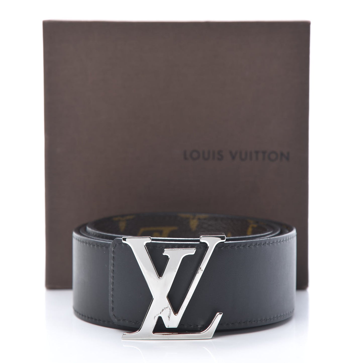 Calfskin Monogram 40mm LV Initiales Reversible Belt 90 36 Black