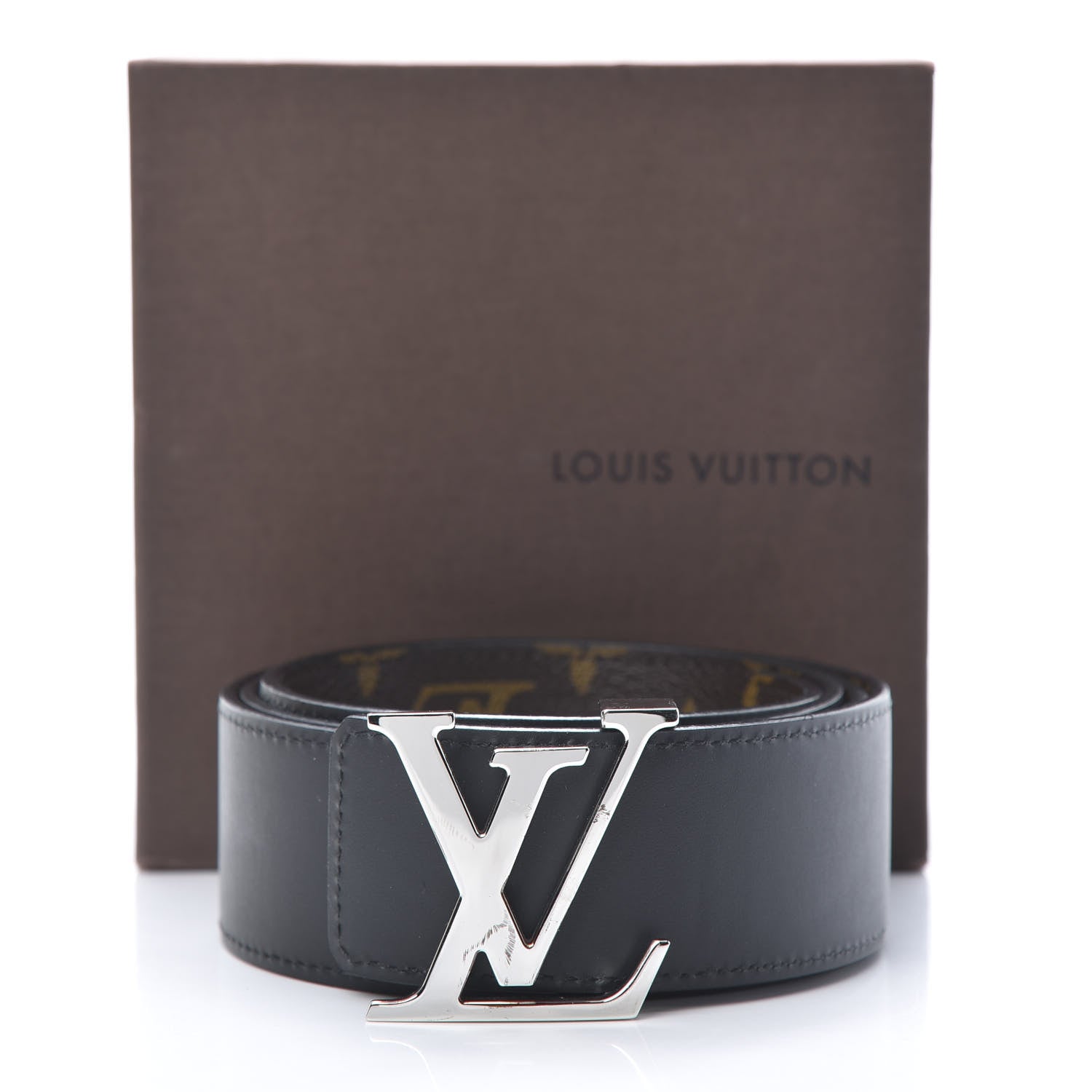 Louis Vuitton Calfskin Monogram 40mm LV Initiales Reversible Belt 90 36 Black 9 of 9
