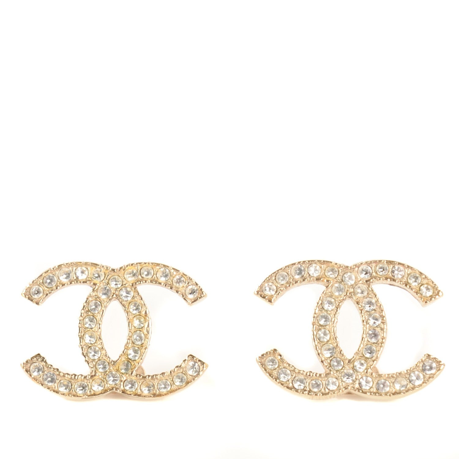 Chanel Crystal Timeless CC Earrings Gold 1 of 4