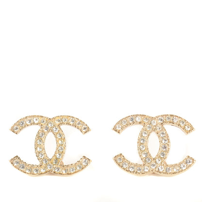 Chanel Crystal Timeless CC Earrings Gold 1 of 4