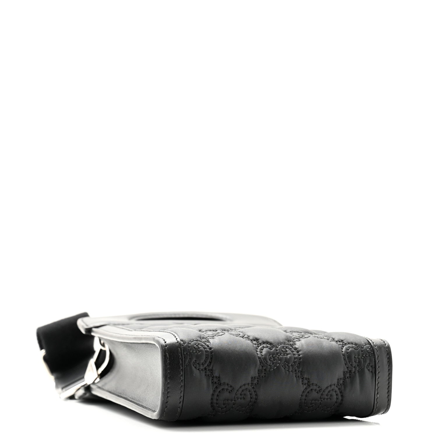 Gucci Nylon Calfskin Enamel GG Matelasse Mini Top Slip Handle Crossbody Bag Black 4 of 10