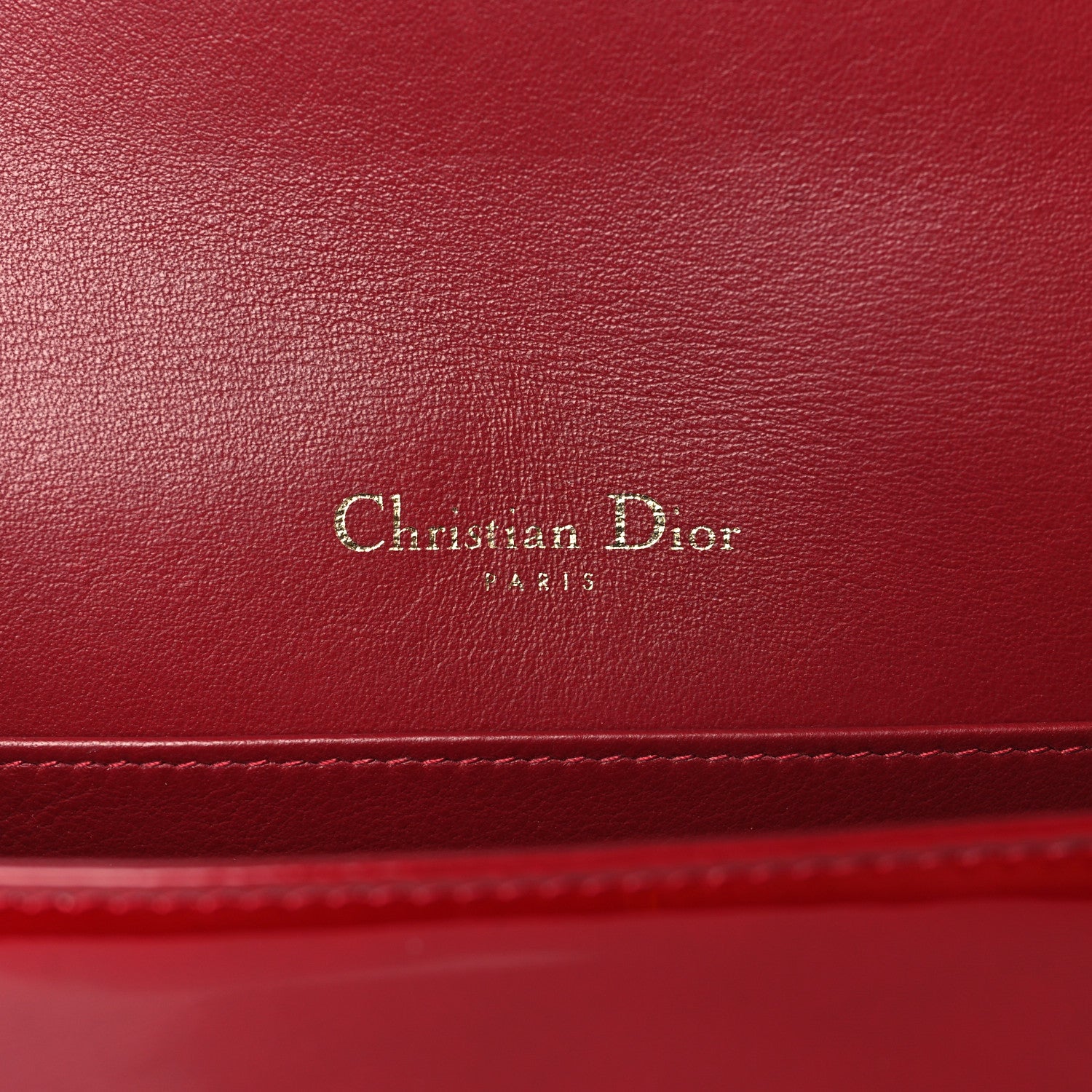 Christian Dior Patent Cannage Lady Dior Chain Wallet Rouge Ceris 6 of 10