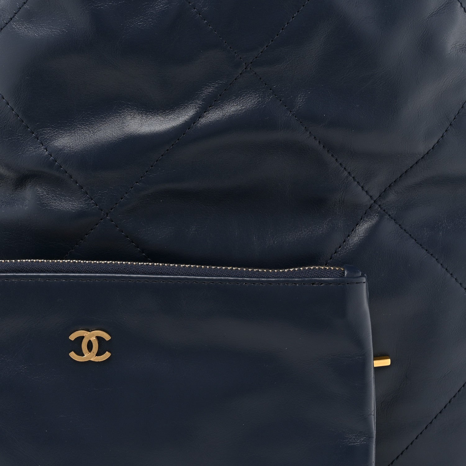 Chanel Shiny Calfskin Quilted Small Chanel 22 Navy 9 of 11