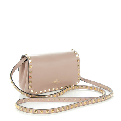 Valentino Garavani Vitello Mini Rockstud Flap Saddle Crossbody Bag Poudre 3 of 9