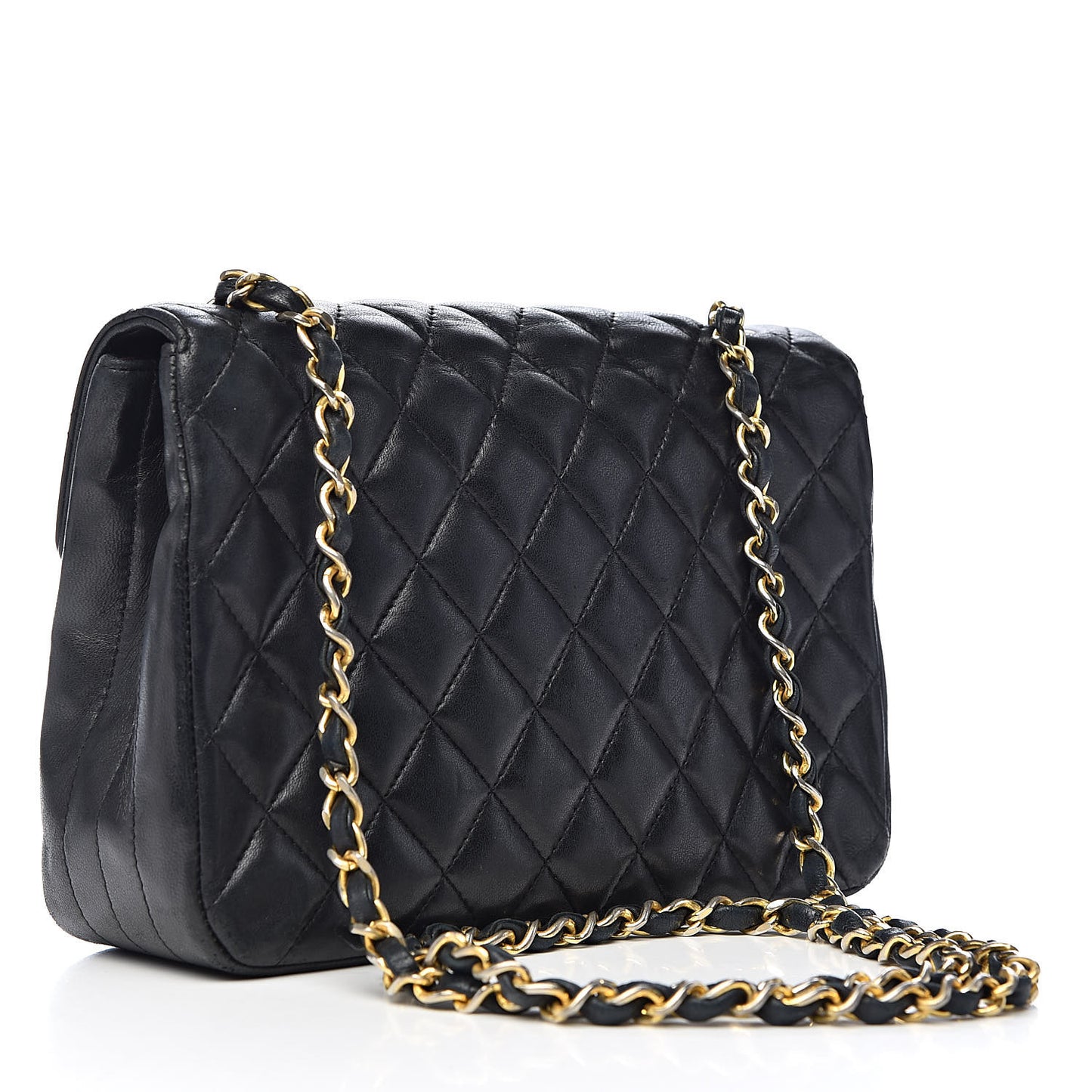 Lambskin Quilted Small Single Flap Black