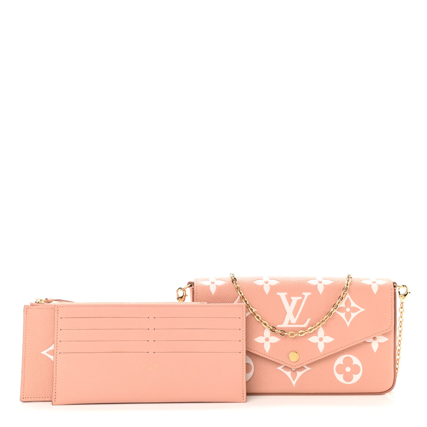 Empreinte Monogram Giant Felicie Pochette Chain Wallet Rose Trianon Creme