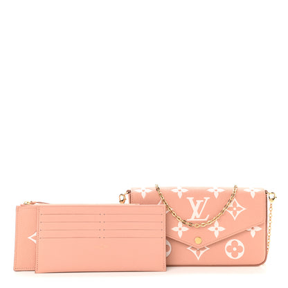 Louis Vuitton Empreinte Monogram Giant Felicie Pochette Chain Wallet Rose Trianon Creme 1 of 10