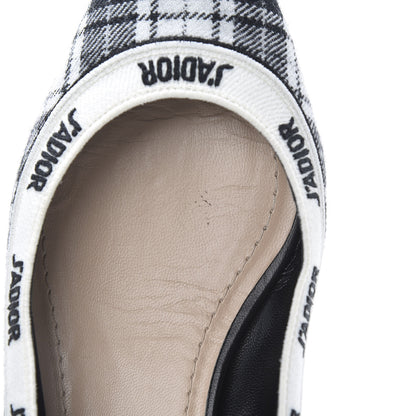 Christian Dior Canvas Tartan J'Adior Embroidered Ballet Flats 38 Black White 10 of 11
