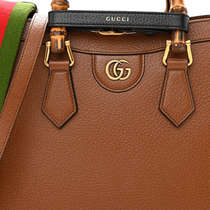 Gucci Textured Dollar Calfskin Web Small Diana Tote Bag Cuir Black 8 of 10