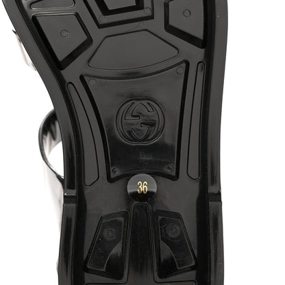 Gucci Shiny Rubber Double G Buckle Strap Sandals 36 Black 6 of 9
