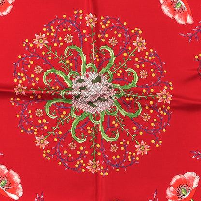 Gucci Silk Twill Campanule Cent Square Scarf Red Blue 2 of 4