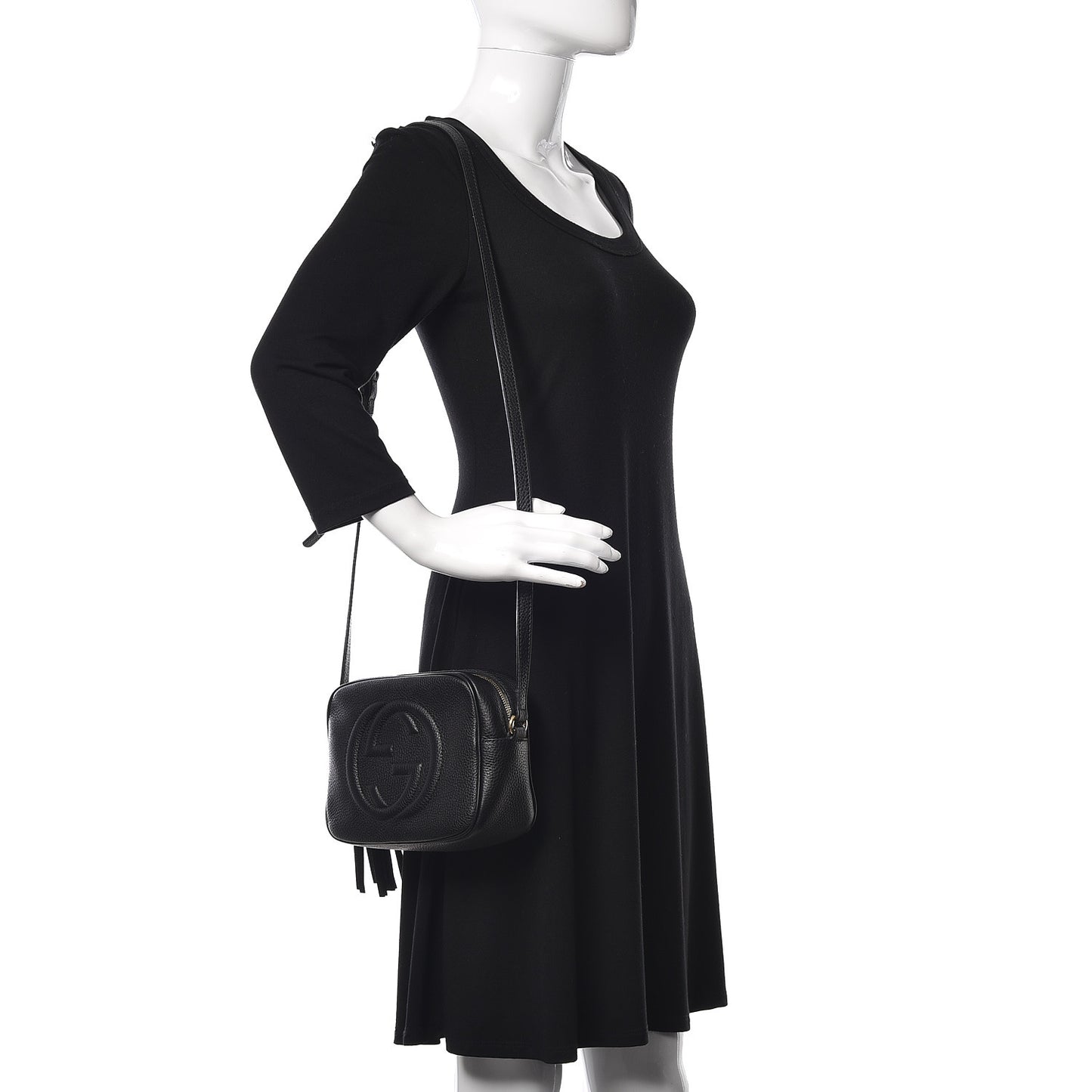 Pebbled Calfskin Small Soho Disco Bag Black