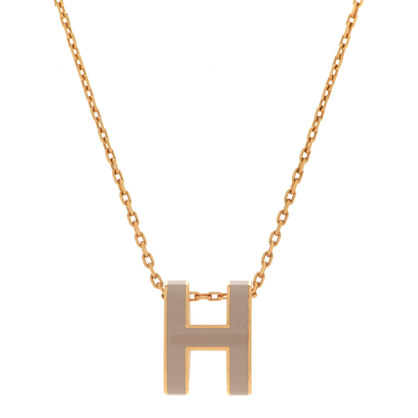 Lacquered Gold Pop H Pendant Necklace Marron Glace