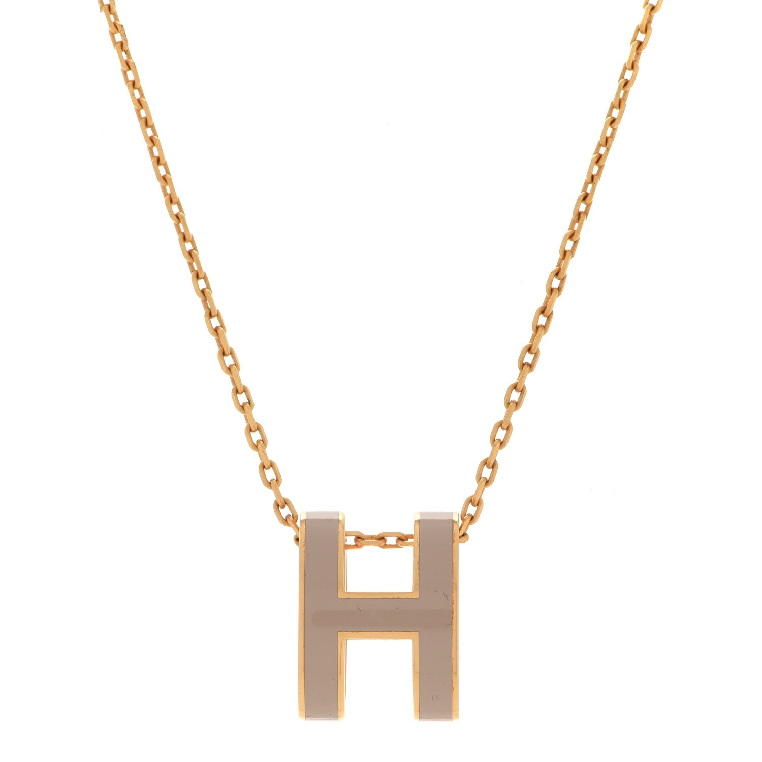 Hermes Lacquered Gold Pop H Pendant Necklace Marron Glace 4 of 7