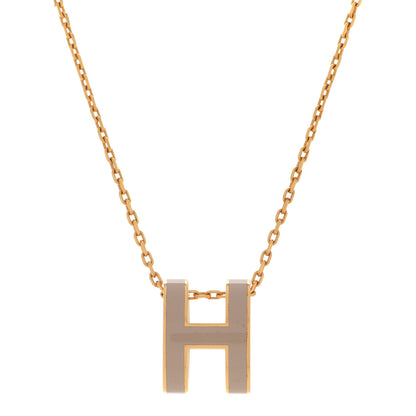 Hermes Lacquered Gold Pop H Pendant Necklace Marron Glace 4 of 7
