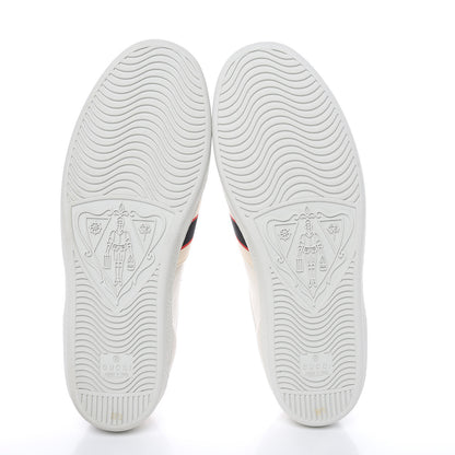 Gucci Calfskin Stripe Womens New Ace Sneakers 39.5 New Mystic White Ecru Red Flame 5 of 9