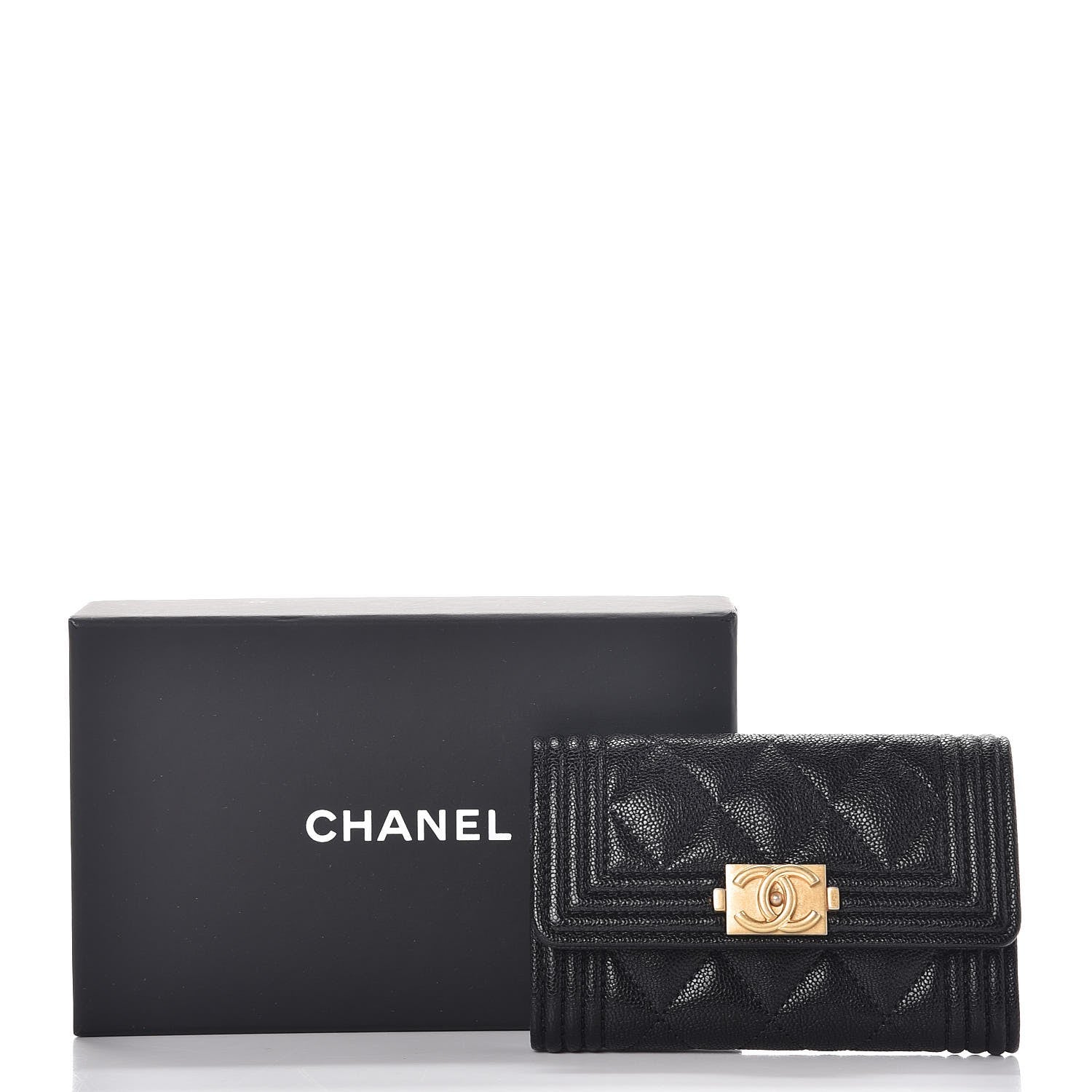 Chanel Caviar Quilted Boy Flap Card Holder Black 9 of 9
