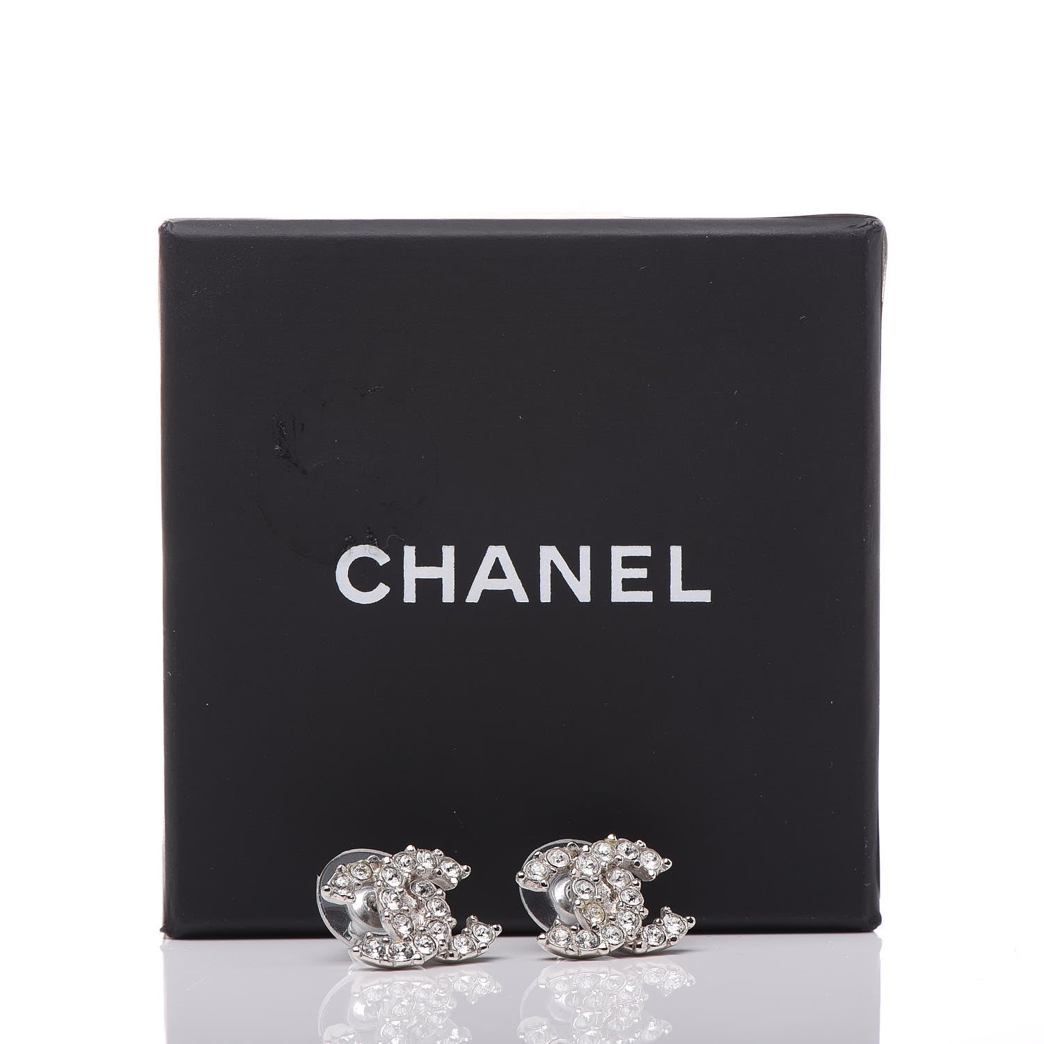 Chanel Crystal CC Earrings Silver 5 of 5