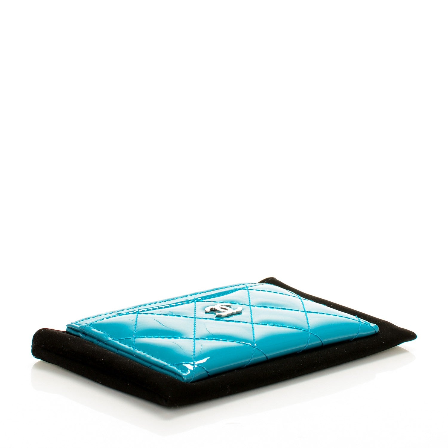 Chanel Patent Quilted Card Holder Turquoise 4 of 8