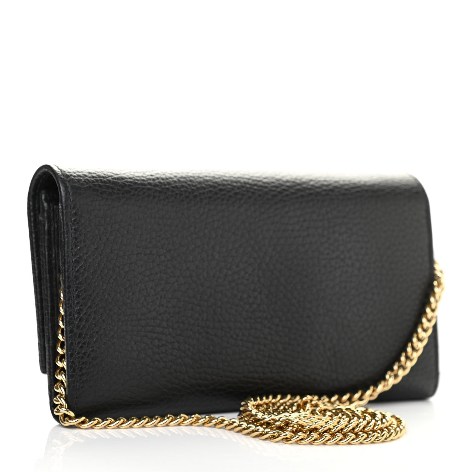 Gucci Calfskin Petite GG Marmont Wallet Chain Bag Black 3 of 9