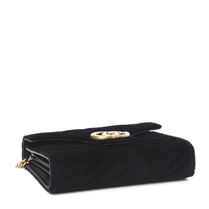 Gucci Velvet Matelasse GG Marmont Chain Wallet Black 4 of 10