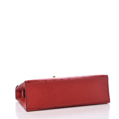 Hermes Ostrich Kelly Pochette Rouge Vif 4 of 8