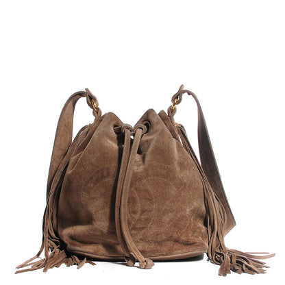 Chanel Suede CC Drawstring Shoulder Bag Beige 1 of 7