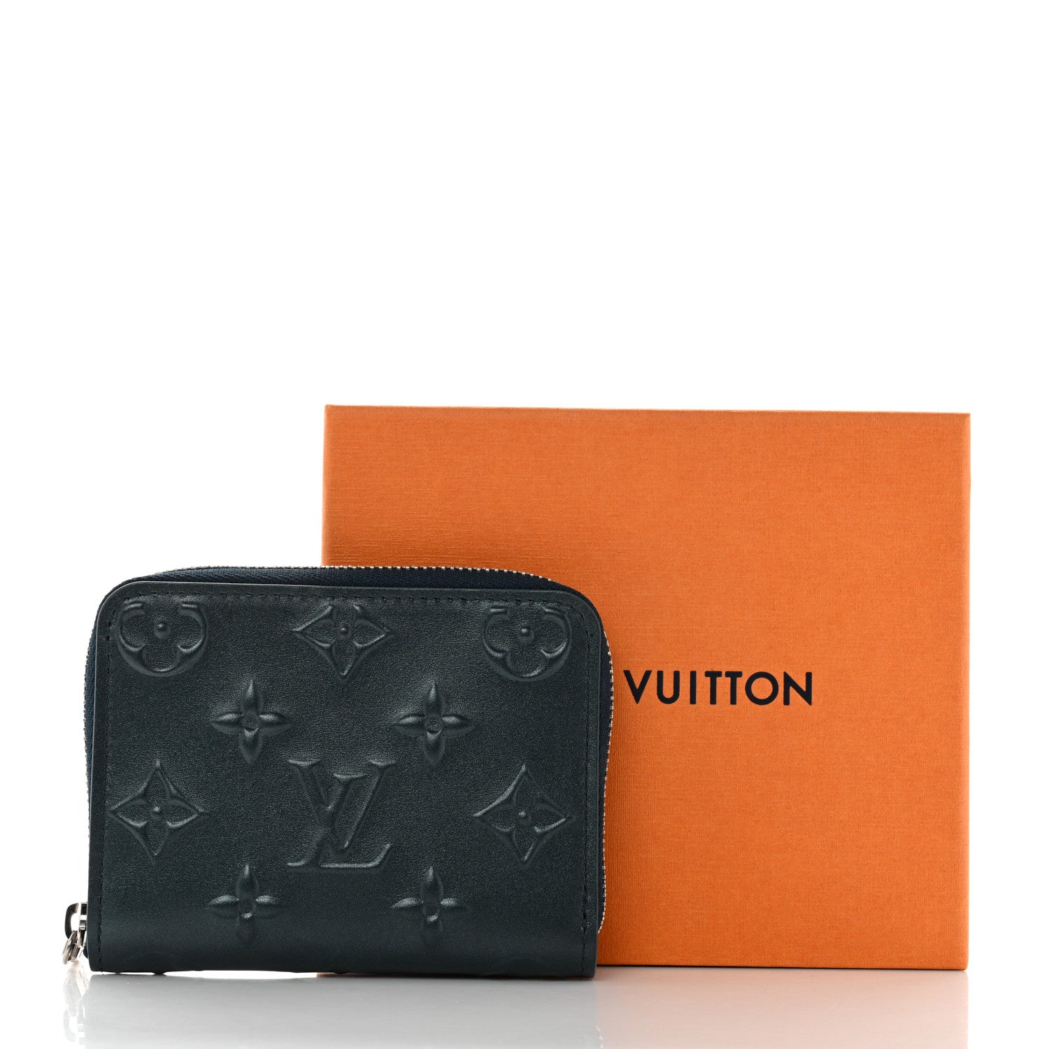 Louis Vuitton Calfskin Debossed Monogram Zippy Coin Purse Blue 8 of 8