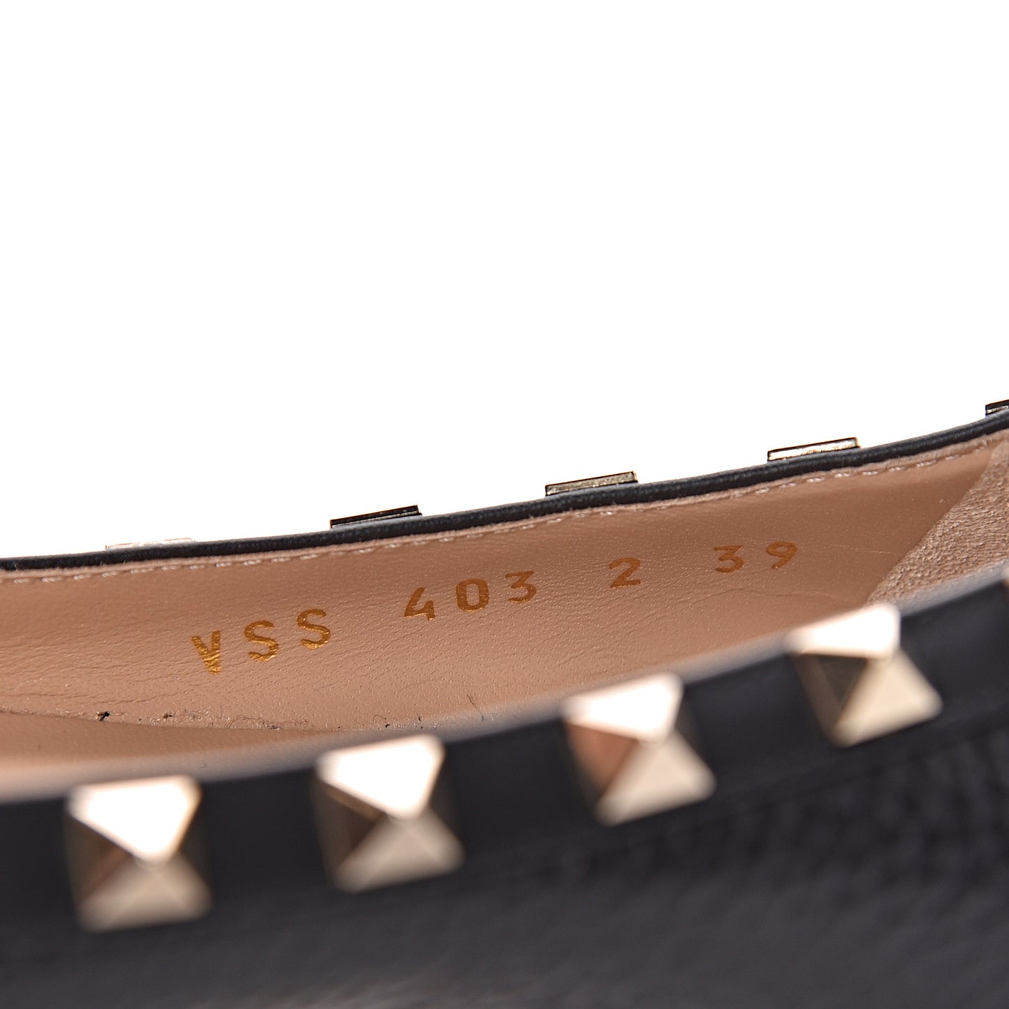 Pebbled Calfskin Rockstud Ballerina Flats 39 Black
