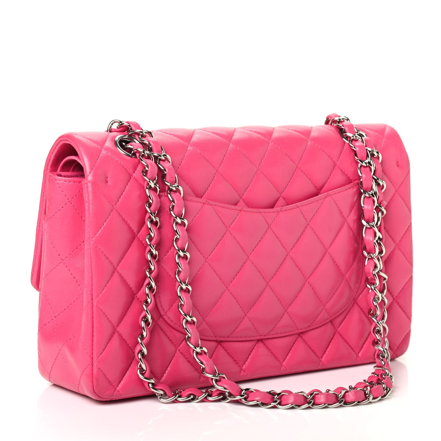 Chanel Lambskin Quilted Medium Double Flap Dark Pink 2 of 4