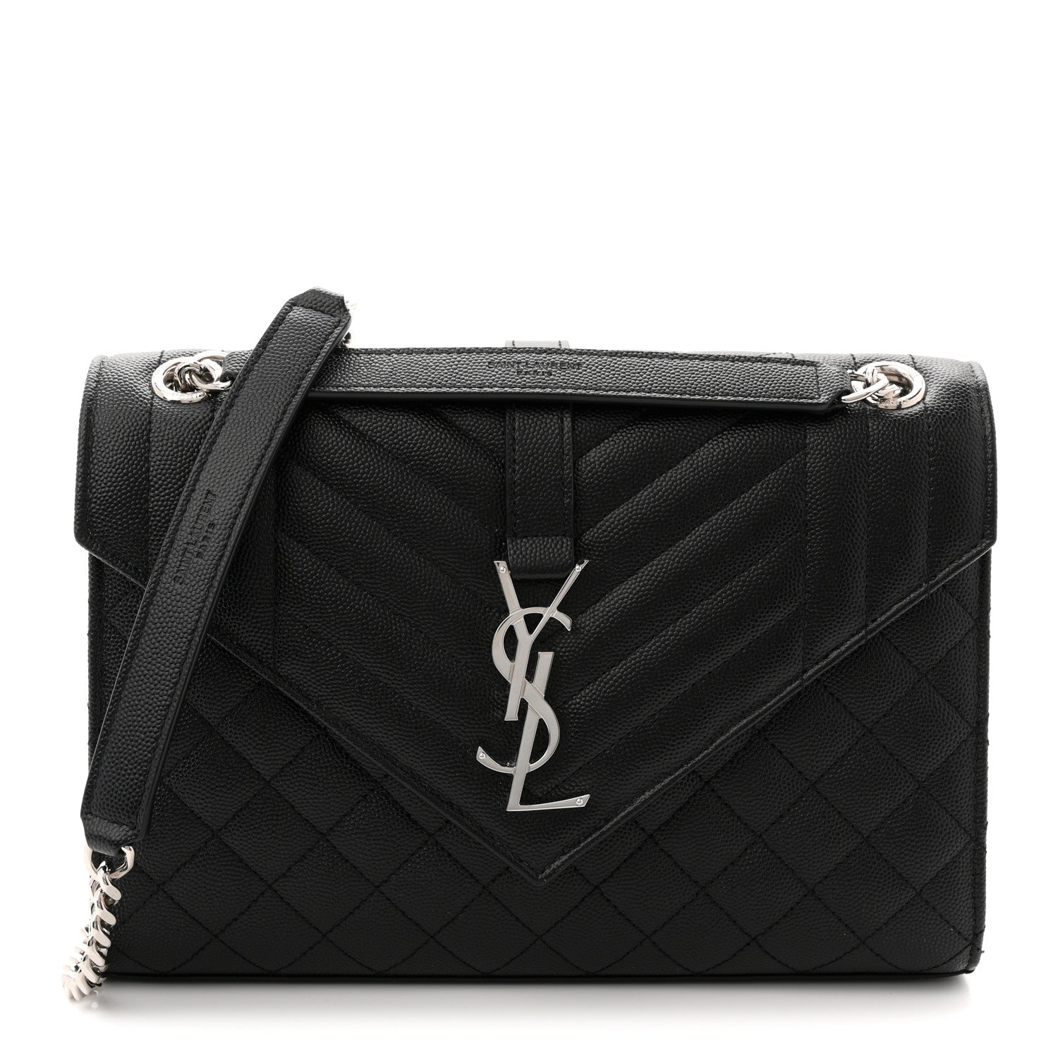 Saint Laurent Grain De Poudre Textured Mixed Matelasse Triquilt Medium Monogram Satchel Black 1 of 11