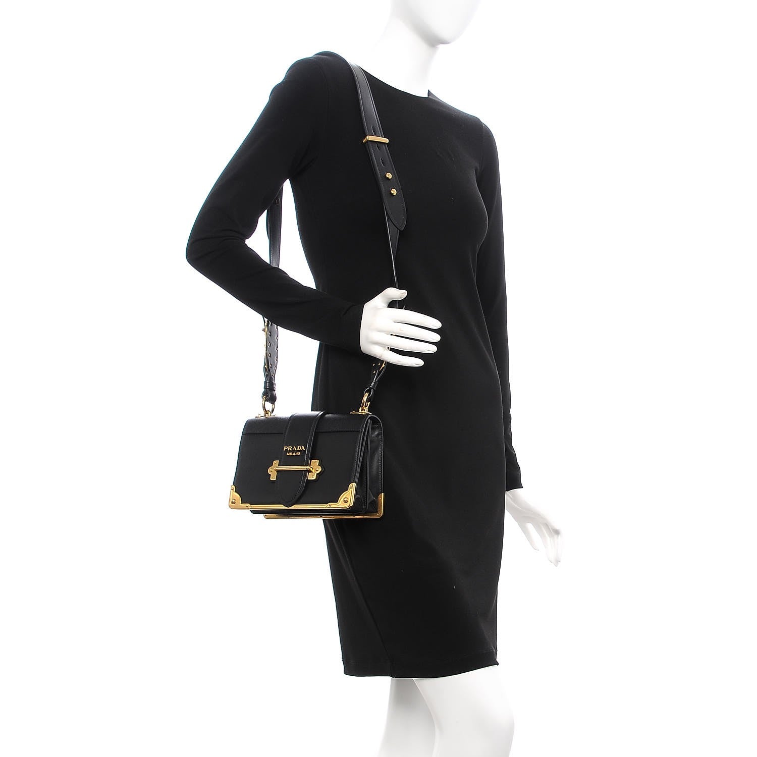 Prada City Calf Saffiano Cahier Bag Nero Black 2 of 7