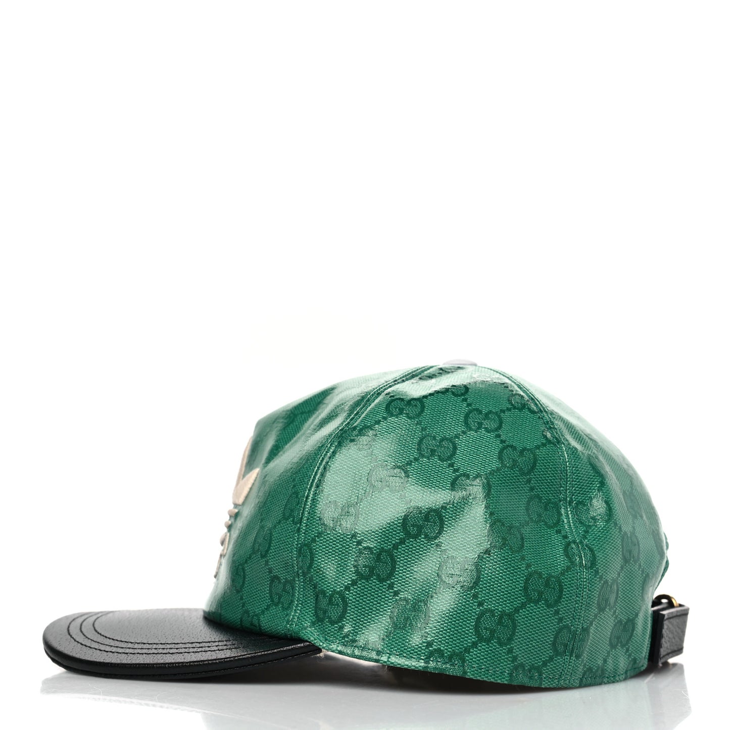 X ADIDAS Crystal Monogram Textured Dollar Calfskin Trefoil Embroidered Stefanos Baseball Hat New Shamarock Black