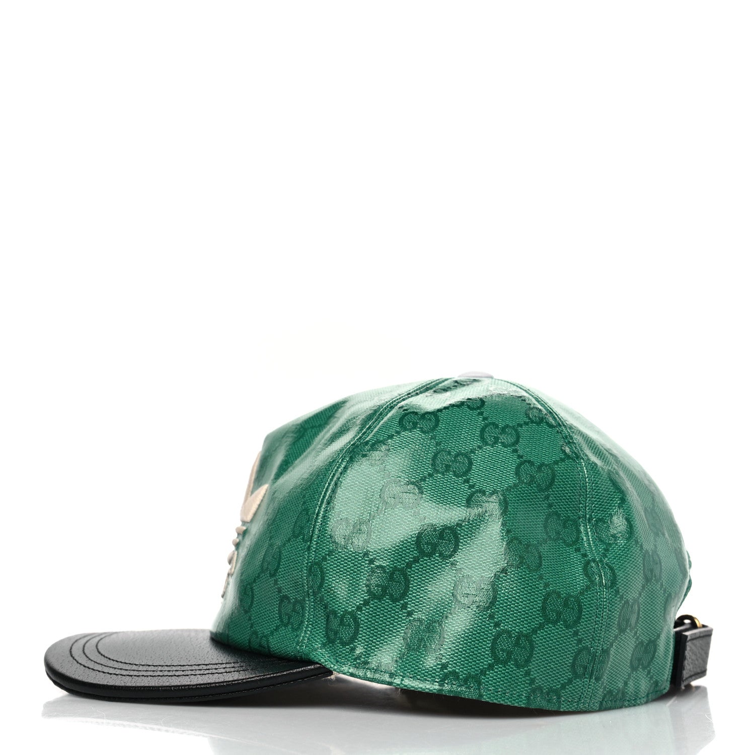Gucci X ADIDAS Crystal Monogram Textured Dollar Calfskin Trefoil Embroidered Stefanos Baseball Hat New Shamarock Black 3 of 8