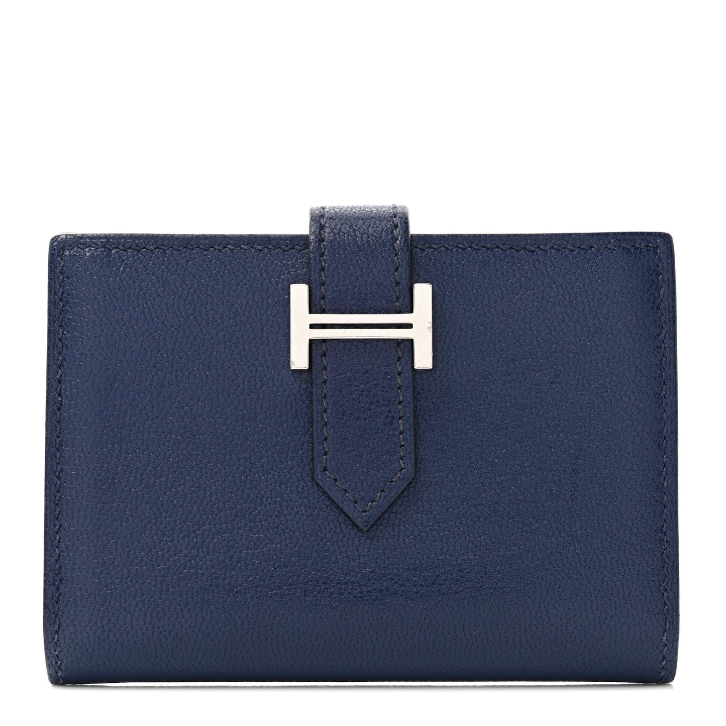 Chevre Mysore Bearn Card Holder Wallet Bleu Encre