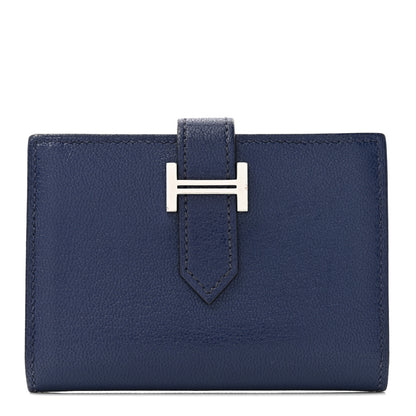Hermes Chevre Mysore Bearn Card Holder Wallet Bleu Encre 1 of 7