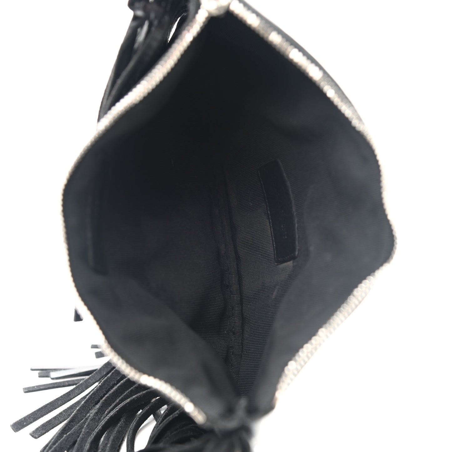 Calfskin Monogram Fringe Pouch Black